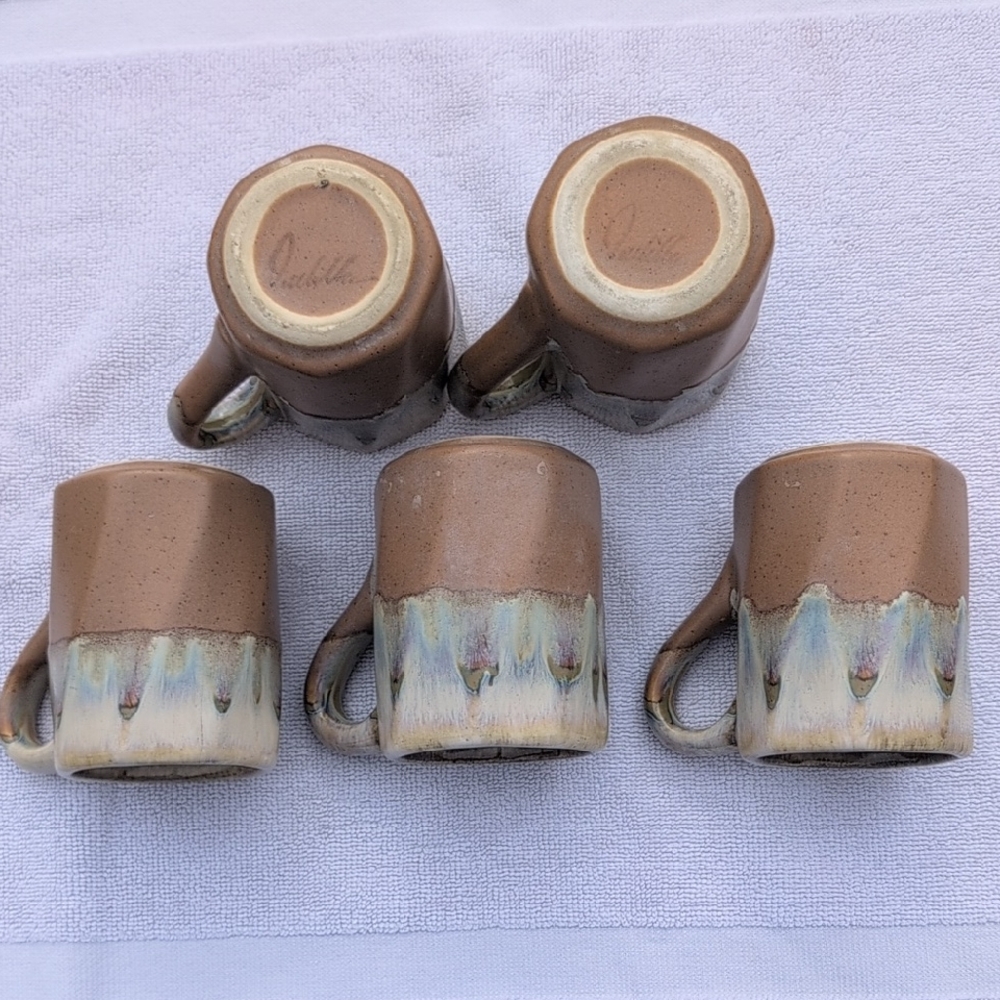 Handcrafted Vintage Padilla Brown and Cream Ceramic Mugs